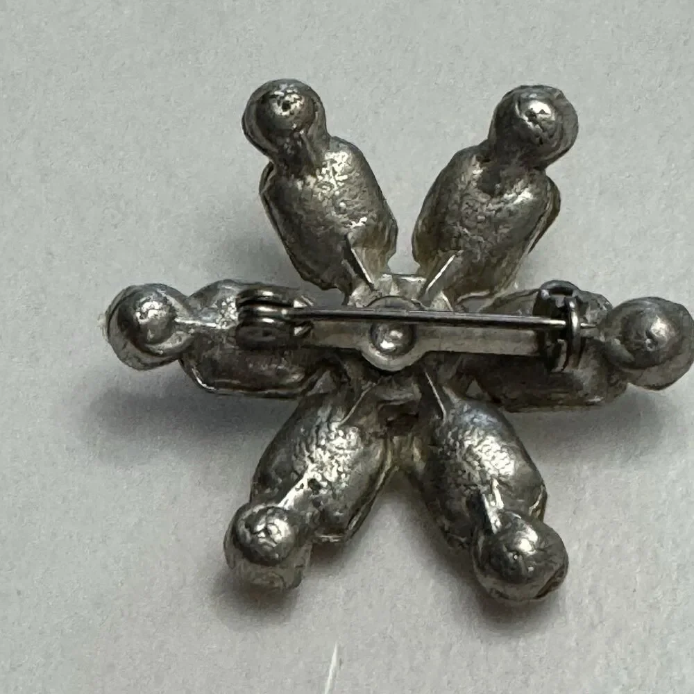Vintage Rhinestone Starburst Brooch – 1.25 Inches, Silvertone
